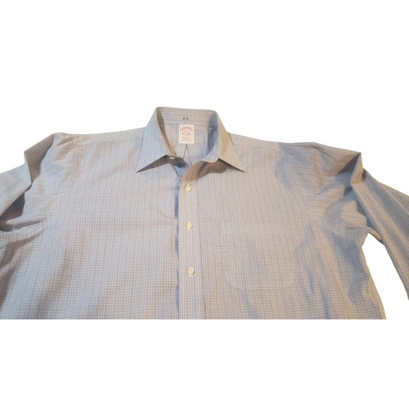 Brooks Brothers Mens Traditional Fit Button Front Shirt 16- 34 Blue Yellow Plaid - Picture 8 of 16